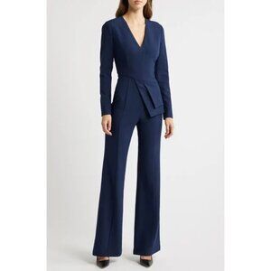 BLACK HALO Sinclair Skirted V-Neck Jumpsuit in Pacific Blue Size US 4 NWT
